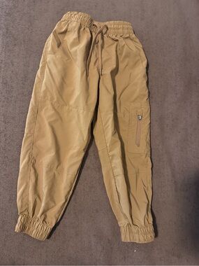 Kids Tan Jogger Sweatpants with Zipper Pocket